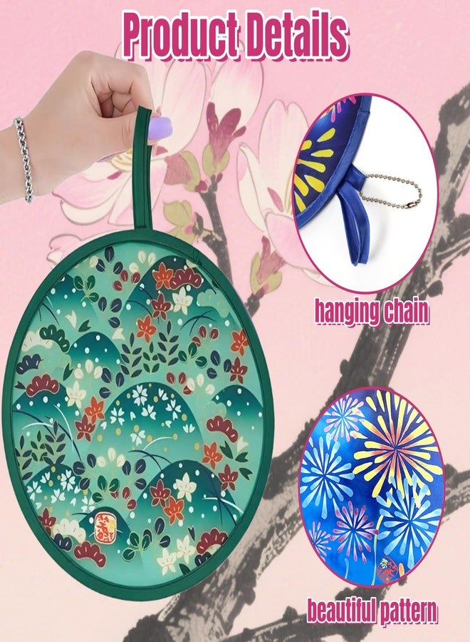 Acshio 10 Pieces Japanese Foldable Fan, Summer Collapsible Hanheld Fans, Portable Round Folding Fan, Flower Festival Decor Pocket Flying Disc Fan for Wedding Party Favors - Image 5